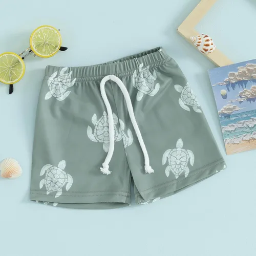 Vista 2 de Aoiureznia Traje de baño para niños pequeños y bebés, trajes de baño de playa, cintura ajustable, pantalones cortos de natación