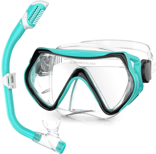 Vista 16 de Snorkeling Gear, Dry Snorkel Set180° Panoramic Wide View,Anti-Fog Scuba Diving Mask, Professional Snorkeling Gear for Free Breathing, Swimming