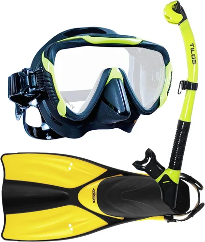 Vista 12 de Tilos Máscara Morphi con buceo U-Pro II y paquete de aletas OH de escapada