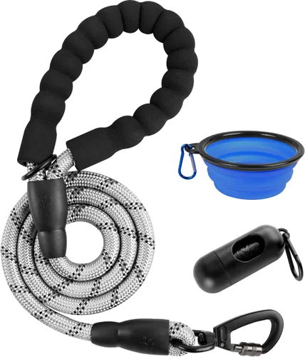Vista 10 de BARKBAY - Correas para perros grandes, resistentes, de 4/5/6 pies, con cómoda asa acolchada y hilos altamente reflectantes para perros medianos