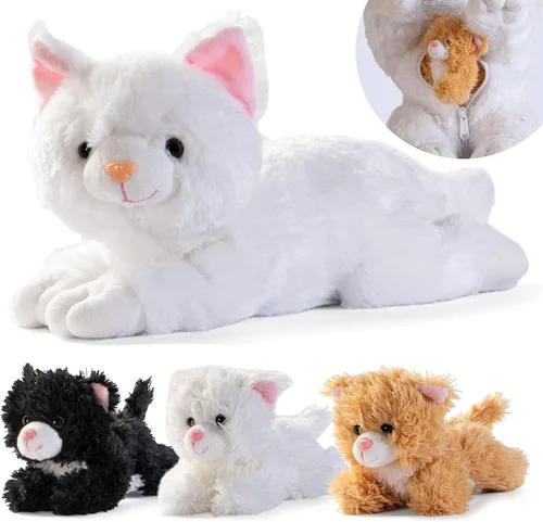 Vista 10 de PREXTEX Juguetes de peluche de cocodrilo con 3 animales de peluche de cocodrilo para bebés, cremalleras de cocodrilo, 3 pequeños cocodrilos