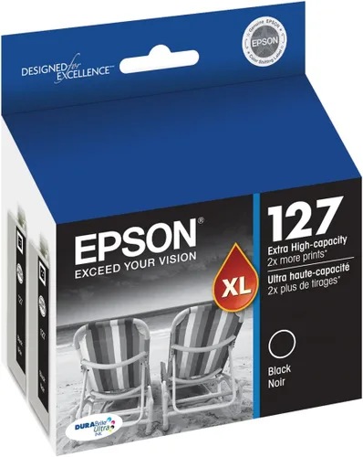 Vista 7 de Epson 127 DURABrite Ultra Ink Black Paquete de cartuchos dobles para NX-530, NX-625, WF-3520, WF-3530, WF-3540, WF-545, WF-60, WF-630, WF-633
