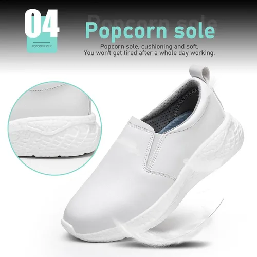 Vista 5 de LMQLZHYC Zapatos de trabajo antideslizantes para mujer, zapatos antideslizantes para servicio de alimentos, zapatos de enfermería