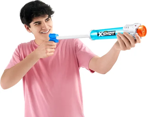 Vista 5 de XSHOT Water Warfare - Remojador de tubo pequeño (paquete de 4) por ZURU Super Soaking Pump Action, paquete de fiesta en la piscina, llena hasta 12.8