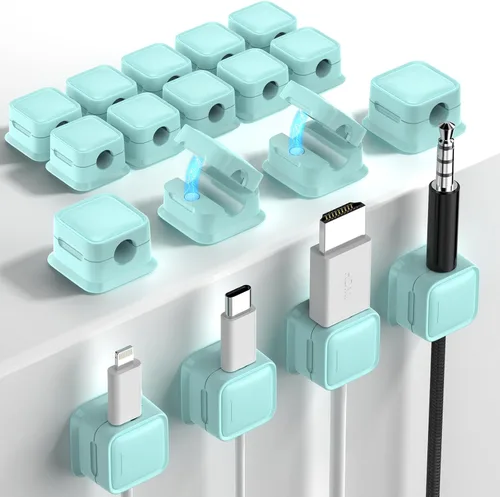 Vista 29 de Paquete de 8 Organizadores de Cables con Soporte, Costop Fuerte Adhesivo Magnético para Gestión de Cables de Escritorio, Fácil de Abrir, Organiza