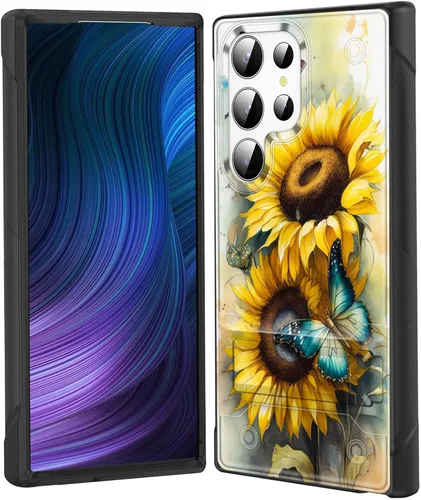 Vista 52 de Funda para Galaxy S24 Plus con soporte, doble capa híbrida de policarbonato duro y silicona suave, resistente a prueba de golpes, funda protectora