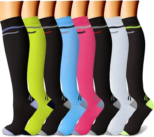 Vista 16 de CHARMKING Calcetines de compresión para mujeres y hombres para circulación (8 pares) 15-20 mmHg, mejor soporte para ciclismo atlético