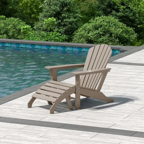 Vista 29 de WestinTrends Dylan - Silla Adirondack para exteriores con otomana, juego de 2 piezas, color negro