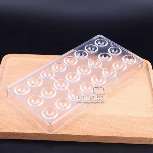 Vista 3 de 24 cavidades 0.9 in de diámetro forma de media bola policarbonato PC chocolate molde estrellado heven dulces haciendo moldes DIY suministros
