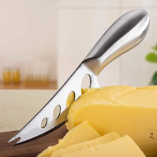 Vista 4 de VANRA Juego de 6 cuchillos de queso de acero inoxidable con esparcidor de mantequilla y tenedor para tablas de embutidos y platos de queso