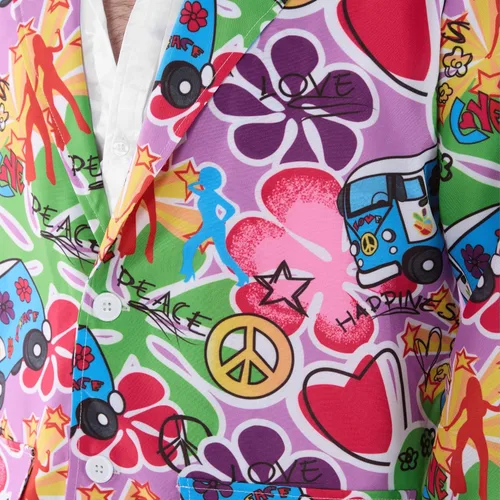 Vista 5 de fun shack Groovy - Disfraz hippie para hombre, traje retro de los años 60 para hombres, disfraces geniales para adultos, traje hippie vintage