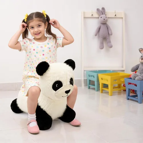 Vista 6 de INPANY Caballo Saltarín, Juguetes Panda Brincolín, Animal de Peluche Saltarín para Niños Pequeños, Juguetes de Goma Inflables para Montar, Regalo