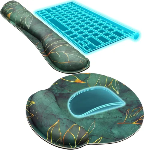 Vista 9 de KTRIO Reposamuñecas ergonómico para teclado y reposamuñecas para mouse, Negro