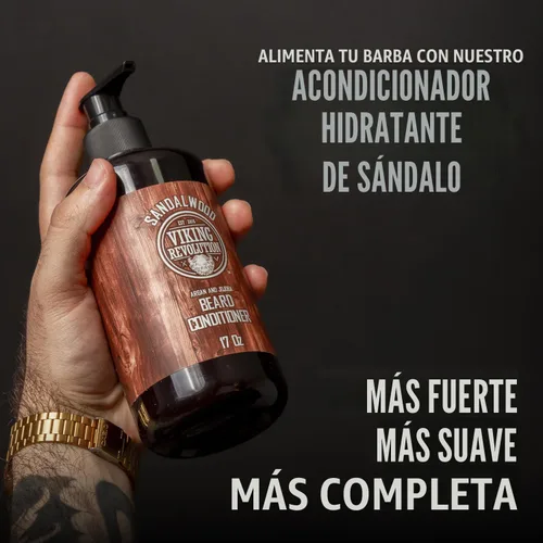 Vista 4 de Viking Revolution Set de lavado y acondicionador para barba - Sándalo - 17 oz