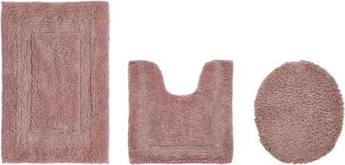 Vista 519 de Better Trends - Juego de 2 alfombras de baño 100% algodón, extra suaves, con borlas, de 17" x 24", alfombra de baño superabsorbente y reversible