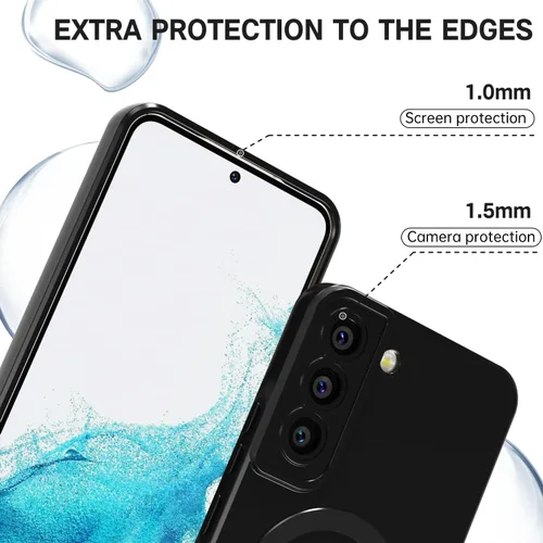 Vista 5 de Svanove Funda magnética de silicona para Samsung Galaxy S22, compatible con Magsafe, bonita funda para mujer, goma de gelatina brillante delgada