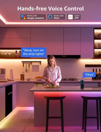 Vista 5 de Lepro Tira de luces LED inteligentes S2 AI – Tiras de luz RGBCW de 16.4 pies con 2700K-5700K blanco cálido sintonizable, segmento de color DIY