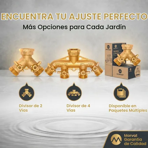 Vista 5 de Morvat - Conector de latón para manguera de jardín (2 vías)