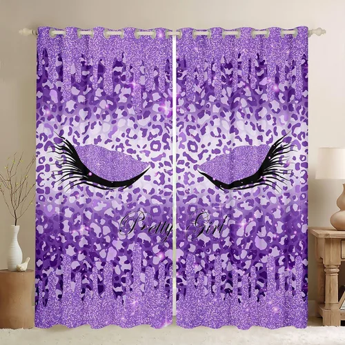 Vista 9 de Cortinas de pestañas femeninas con estampado de animales, cortinas y cortinas de lujo estilo princesa, 76 pulgadas de ancho x 45 pulgadas de largo