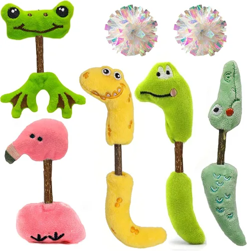 Vista 11 de Juego de Juguetes Interactivos para Gatos, Palitos Masticables de Silvervine y Juguete de Resorte para Gatos, Juguetes de Hierba Gatera