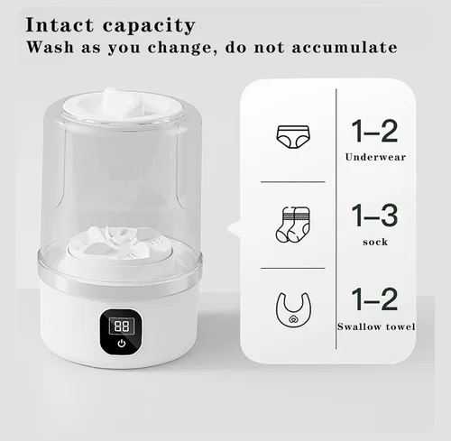 Vista 6 de Lavadora de ropa interior, mini portátil recargable con 3000 mAh, lavadora de ropa interior, lavadora inalámbrica recargable, para apartamentos
