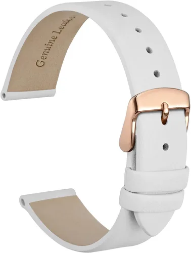 Vista 12 de WOCCI Correa de reloj elegante de 0.315 in de ancho, correa de repuesto de cuero genuino con hebilla dorada (negro)