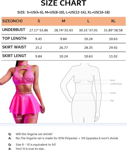 Vista 6 de Lencería para mujer, conjunto de lencería tipo babydoll con falda de liguero S-XL