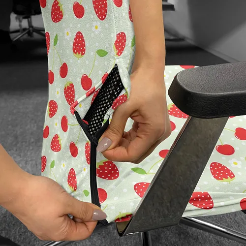 Vista 35 de Lunarable Funda para silla de oficina tribal, diseño azteca, nativo americano, geométrico, simbolismo étnico con espirales de triángulos, elástico