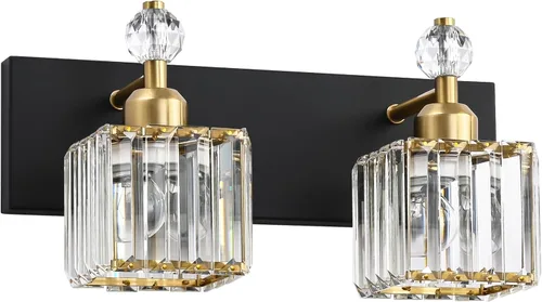 Vista 33 de PRESDE Aplique de pared de cristal único, lámpara de tocador cromada moderna, lámpara de pared de 1 luz para baño, dormitorio, pasillo