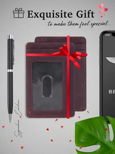 Vista 4 de Carteras minimalistas de cuero italiano de lujo Para hombres y mujeres
