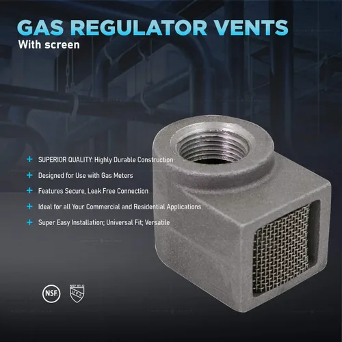 Vista 4 de Midline Valve HHSW3400 Regulador de gas con pantalla de conexiones de 3/4 pulgadas, color blanco
