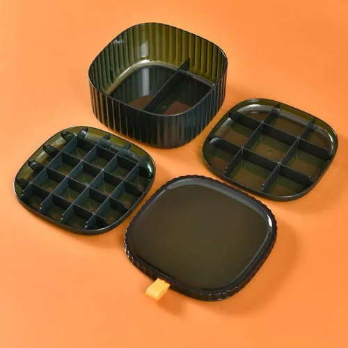 Vista 6 de PAKJEWSER Joyero organizador transparente de 3 capas para mujeres y niñas, bandejas apilables con tapa para collares, pulseras, brazaletes, anillos