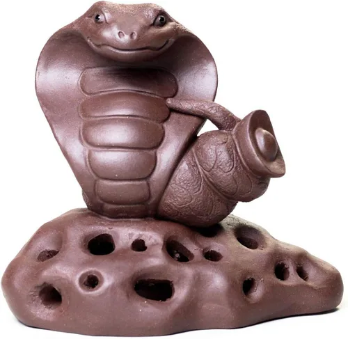 Vista 5 de Slowtee Yixing - Figuras de té de arcilla morada para mascotas, rey cobra, adornos de mesa de té de arena morada para decoración, serpiente