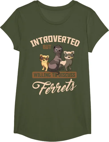 Vista 105 de Camiseta para amantes de los animales de los hurones, Negro, S