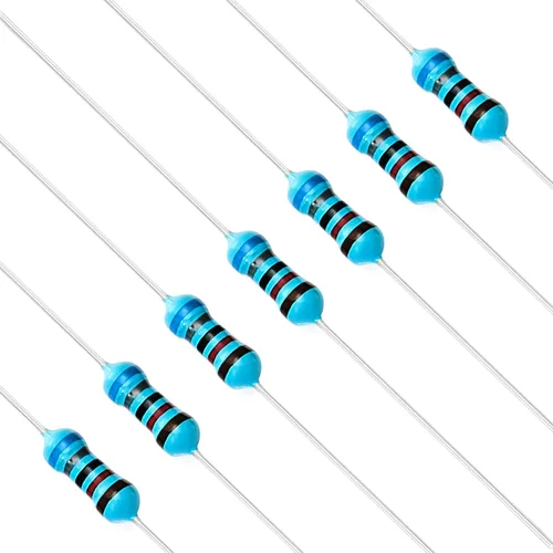 Vista 41 de Chanzon 100 piezas 1 Ω ohm Resistencia 1/4 W (0.25 W) Resistencia fija de película metálica 0.01 ±1% Tolerancia 1R MF Resistencias de agujero