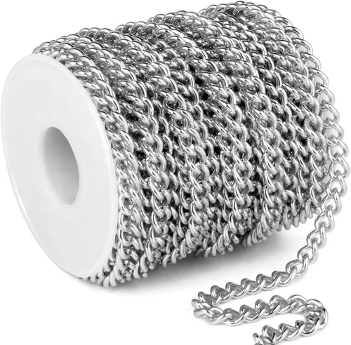 Vista 40 de Rollo de cadenas coloridas de acero inoxidable de 66 pies, acero inoxidable 304 de 0.059 pulgadas de acero inoxidable 304, cadenas trenzadas