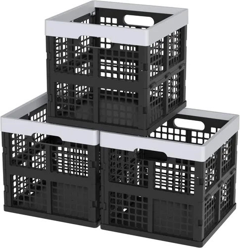 Vista 8 de Cajones de almacenamiento plegables de 16 litros/cesta de almacenamiento apilable, juego de 2