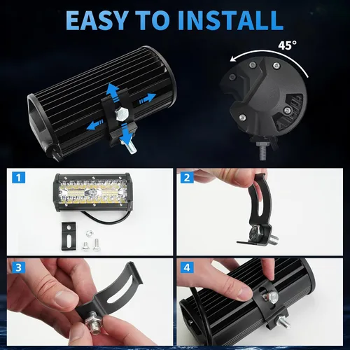 Vista 4 de 4WDKING Barra de luz LED ámbar de 7 pulgadas, 2 unidades de luz antiniebla para todo terreno con haz combinado de inundación puntual, luces