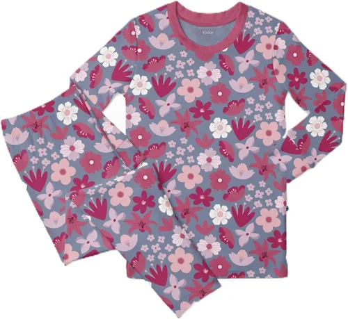 Vista 54 de KicKee Pants Conjunto de pijama de manga larga con estampado de piezas