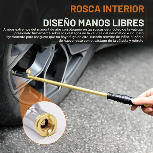 Vista 10 de Mandril de Aire de Cabezal Doble Extendido de 16-1/4" para Neumáticos Dobles de Camiones Semi, Mandril de Inflado de Neumáticos de Servicio Pesado