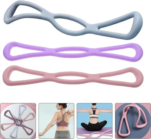 Vista 6 de PRETYZOOM Juego de 3 bandas elásticas de resistencia de alta elasticidad, bandas elásticas de entrenamiento pesado para ejercicio, pilates, yoga
