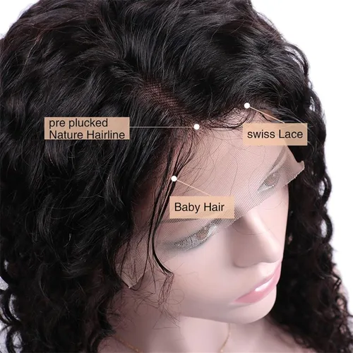 Vista 2 de Peluca de Bob rizada de 8 pulgadas de cabello humano 13x4 con encaje frontal, pelucas de cabello humano con densidad 200, sin pegamento