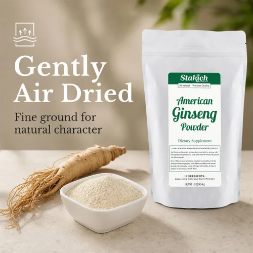 Vista 2 de Stakich Polvo de raíz de ginseng americano, polvo de raíz 100% puro, 1 libra