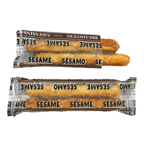 Vista 10 de Clown Global Brands Palitos de pan surtidos Lisos, sésamo, cebolla, ajo Estuche de 500 unidades Dos palitos de pan por paquete envuelto