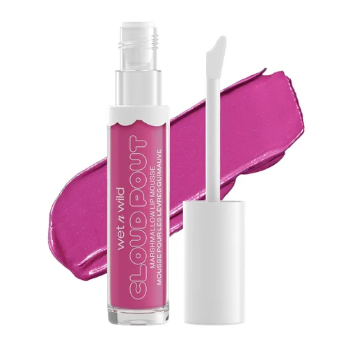 Vista 6 de wet n wild Liquid Lipstick Cloud Pout Marshmallow, Light Pink Cloud Chaser Mousse de crema labial mate Aceite de argán Vitamina E