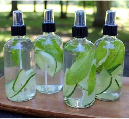 Vista 5 de Cornucopia Brands Botellas de spray de vidrio transparente de 8 onzas (paquete de 4) Boston Round con atomizador Spritzers para aromaterapia