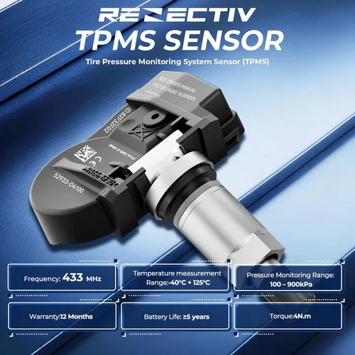 Vista 3 de RENECTIV Sensor TPMS, sensor de monitoreo de presión de neumáticos de 433 MHz apto para Kia Hyundai Replace#52933-D4100 52933-D9100 (4 piezas)