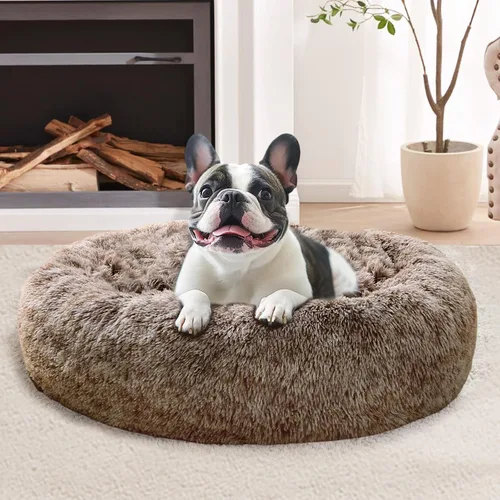 Vista 62 de JOLLYVOGUE - Cama calmante para perros y gatos pequeños y medianos, antiansiedad, redonda, suave, acogedora con parte inferior antideslizante
