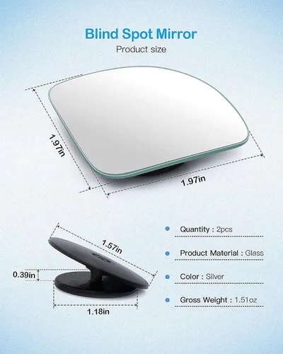 Vista 4 de ICBEAMER Espejo retrovisor lateral trasero en forma de abanico para punto ciego trasero del automóvil [Paquete de 2 juegos], diseño giratorio de 360