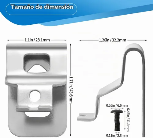 Vista 2 de 4 piezas de clips de cinturón para Dewalt, clip de repuesto premium de acero inoxidable 304, con tornillos, para Dewalt DCD7771 Compatible